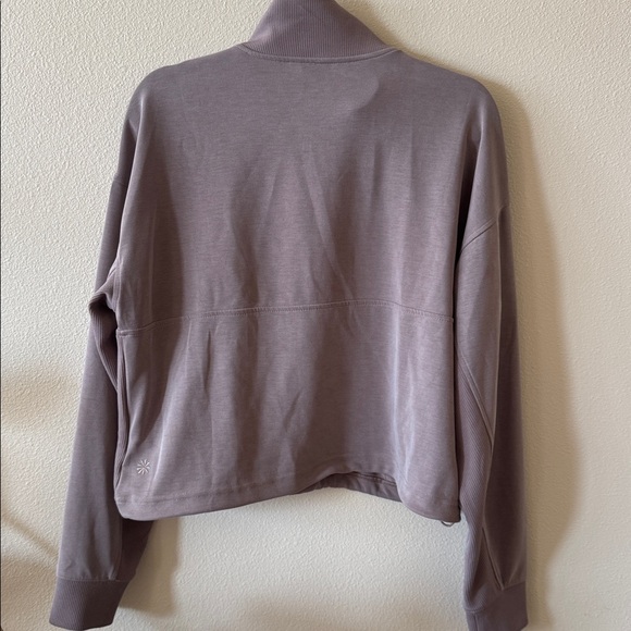 Athleta Seasoft Rib 1/4 Zip Popover Sweatshirt Top Pyrite Sz Medium - Picture 12 of 14
